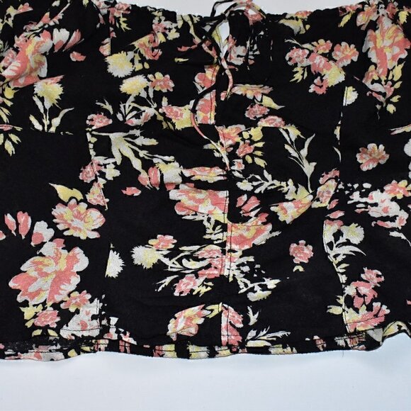 Free People Hilary Print Boho Top Black Floral Size M - Picture 9 of 14